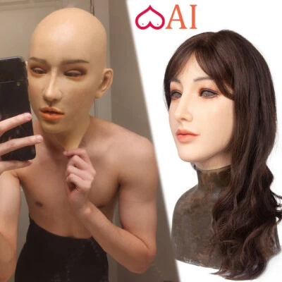 Realistic Silicone Female Mask Headwear Face Masks for Crossdresser Drag Queen   - Bild 1 von 4