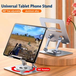 360° Rotation Metal Tablet Phone Stand Foldable Desk Holder For iPad Pro 12.9 11 - Picture 1 of 16