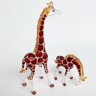 2 Brown Giraff Set Blow Glass Figurine Gift Home Decoration