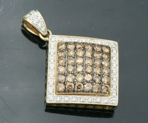 1.50 Carat Chocolate & White Diamond  Pendant Necklace 14K Yellow Gold - Picture 1 of 6