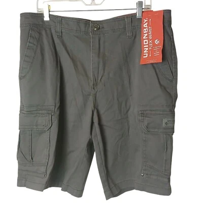 Pantalones Cortos de Carga Unionbay Cintura Flexible Talla 38 Gris Tela Elástica Comodidad NUEVO #D35 Foto 1 de 4
