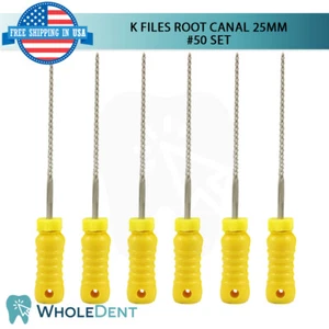 Paquete de 6 escariadores Hedstrom dental endodoncia manual canal radicular K limas #50 - Imagen 1 de 4
