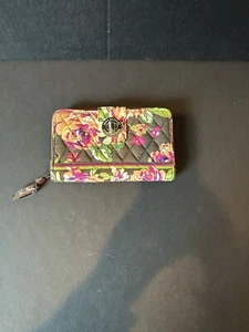 Vera Bradley Multicolor  Floral Turn Lock Zipper Wallet multi Pockets - Picture 1 of 4