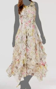 Inc International Concepts Women's Yellow Ruffled Lace-Trim Maxi Dress Size 16 - Picture 1 of 3
