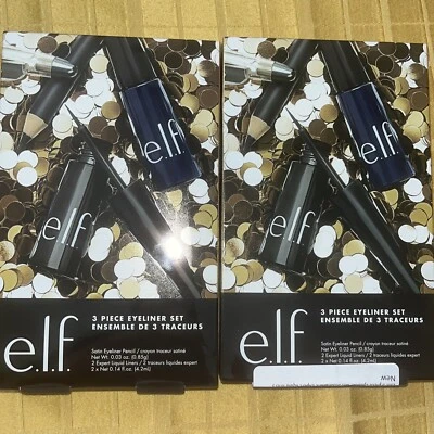 2 PACK E.l.f. 3 pce Eyeliner Gift Set with Satin Eyelnr Pencil and 2 Expert  - Image 1 of 2