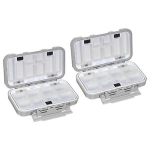 2pcs Waterproof Fishing Lure Box Two-Sided Tackle Bait Case Container, Gray