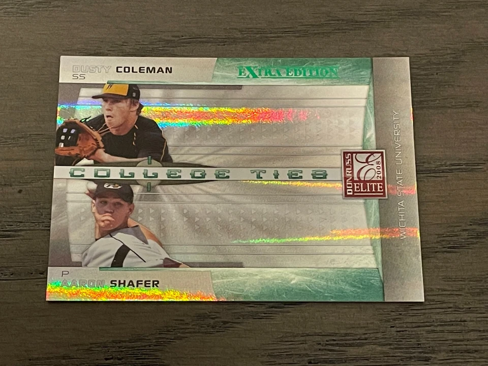 2008 Elite College Ties Green Dusty Coleman Aaron Shafer #CTC-17 0817/1500 - Image 1 of 2