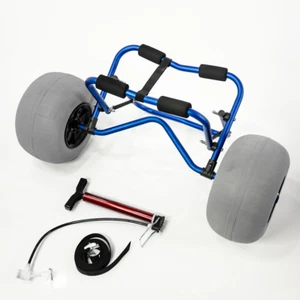 Kayak Carrier CART with Large Balloon Tires Heavy Duty Blue + Pump & Strap - Picture 1 of 8