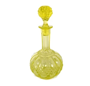 Art Glass Bottle lidded Art Deco Antique Bubbled Hobnails Glass Yellow Gorgeous - Picture 1 of 9
