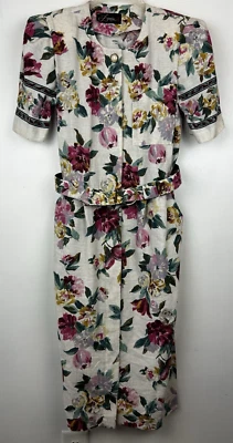 Vestido De Colección Años 80 Para Mujer 12 Floral Etiqueta Unión Algodón Cottage Core Tea Foto 1 de 4