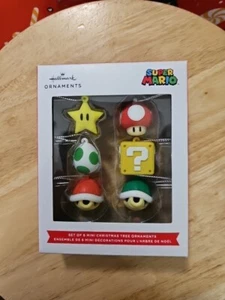 Hallmark Nintendo Super Mario Mini Christmas Tree Ornament Set Of 6 New In Box - Picture 1 of 4