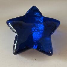 Fire And Light Recycled Glass Star Paperweight Blue Cobalt Signed Fire & Light