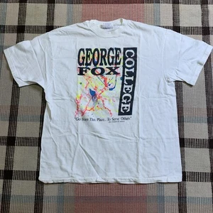 Vintage 80s George Fox University College T Shirt Single Stitch L!!! - Picture 1 of 9