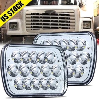 Par de Faróis de LED Pretos 7x6" 5x7 para Freightliner FL50/60/70/80/112 MT35/45/55 - Imagem 1 de 4
