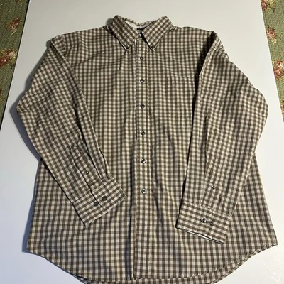 Izod Men’s Large Shirt Gingham plaid Button up classic casual Office No Iron - Image 1 of 4
