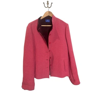 J.H. Collectibles Women's Pink Textured Wool Blend Collarless Blazer Jacket XL - Image 1 of 4