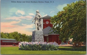 Depósito postal de Fargo, Dakota del Norte "Estatua de Rollon y Gran Estación del Norte" - Imagen 1 de 2