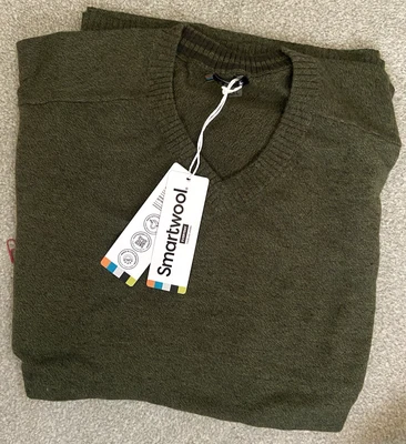 Smartwool Sparwood V Neck Merino Wool Sweater North Woods Heather Green XXL 2XL - Image 1 of 4