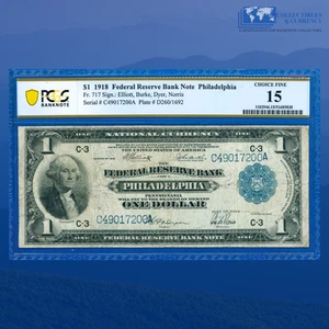 Fr.717 1918 $1 One Dollar FRBN Philly "GREEN EAGLE", PCGS 15 #17200 - Picture 1 of 3
