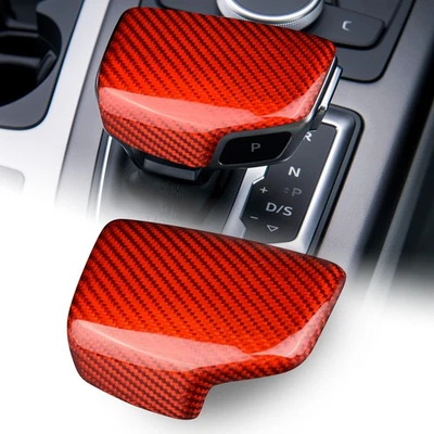 Cubierta de perilla de cambio de marchas roja fibra de carbono para Audi A4L A4 A5 Q7 Q5 2016-2022 Foto 1 de 4