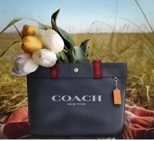 Coach Canvas Tote Bag 38 Black - Picture 1 of 10