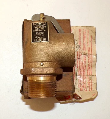 Conbraco 13-202 1" Relief Valve for Boiler, 15# Pressure Bronze Safety Valve - Image 1 of 3