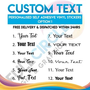 Any Personalised Text Or Name Vinyl Sticker Transfer Decal 20 x 10cm (Option 1) - Picture 1 of 20