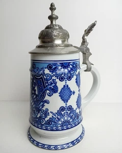Stoneware Stein w/Pewter Lid Edition Alt Kobalt Dr Merkle Atelier Germany Vtg. - Picture 1 of 24