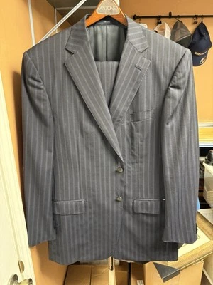 Ermenegildo Zegna Fine Worsted Super 100s Pinstripe Suit 42R Pants 36x30 - Image 1 of 4