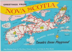 NOVA SCOTIA KARTE KANADA VINTAGE POSTKARTE UNBESPIELT 2T19 - Bild 1 von 2