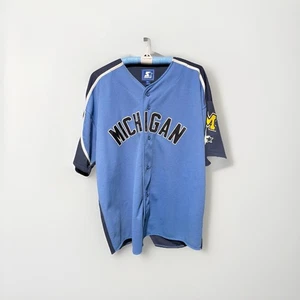 Vintage Starter Michigan Jersey 3XL Powder Blue Wolverines NCAA Mens 3xl Button - Picture 1 of 5