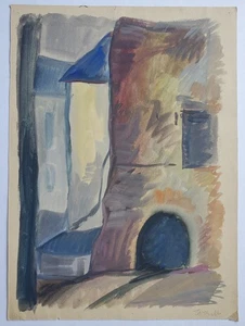 Gemälde Aquarell Stadt Torbogen Edvard Frank Nachlass Signiert - Picture 1 of 10