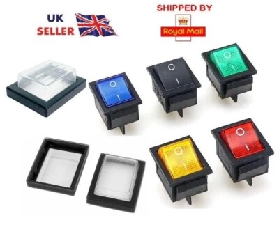 2 Position Rocker Switch ON-OFF, 4 Pins, 16A 250V AC ,DPST with Waterproof Cap