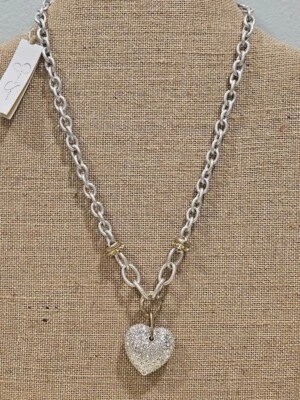 Collar Colgante Corazón Cristal JESSICA SIMPSON Tono Plata Romántico Chic Ciudad Foto 1 de 4