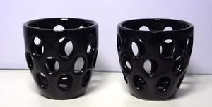 2 portacandele portacandele in ceramica nero alto circa 8 cm diametro 8 cm NUOVO - Foto 1 di 3