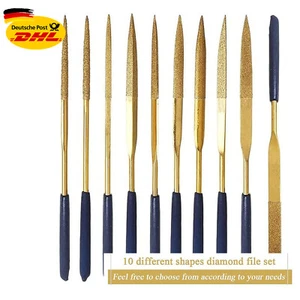 10 Stück Diamantfeilen Titanbeschichtet – Präzisionswerkzeug für Glas/Metall  - Bild 1 von 18