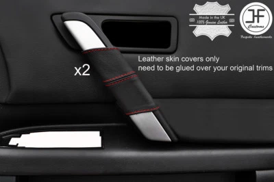 RED STITCH 2X FUNDAS DE CUERO PARA MANIJA DE PUERTA DELANTERA SE ADAPTA A INFINITI FX35 FX45 03-08 Foto 1 de 3