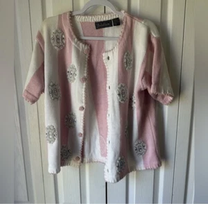 BellePointe Floral Spring Easter Egg Knit Cardigan Size Large Vintage Grannycore - Picture 1 of 5