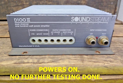 Soundstream D100 II  2 Channel Car Audio Amplifier Old School *POWERS ON/NO TEST - Image 1 of 4