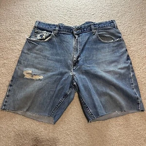 Vintage 90s St Johns Bay Cut Off Distressed Denim Shorts Jorts Size 38 - Picture 1 of 7