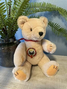 Vintage Teddybär mit Gelenken Plüsch S.D.F. Shanghai Puppen Fabrik Etikett Gold Augen 12 Zoll EUC - Bild 1 von 6