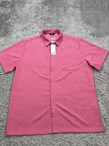 Coofandy Shirt Men XL Coral Pink Stretch Performance Short Sleeve Button Up NWT - Picture 1 of 10
