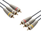 2m Stereo Video Cable 3 x RCA Male Phono Plugs White Red Yellow