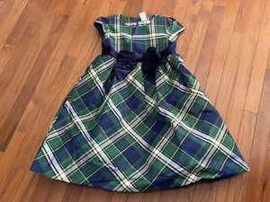 Gymboree Girls Green Navy Tartan Plaid Holiday Pictures Party Dress Size 9 - Picture 1 of 8