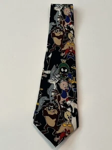 Vintage 1992 Men’s Looney Toons Bugs Bunny Coyote 100% Silk Neck Tie 3.75” x 58” - Picture 1 of 5