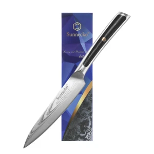 Sunnecko Utility Knife 5'' Steak Knife VG10 Damascus Steel Peeling Paring Tool - Picture 1 of 11