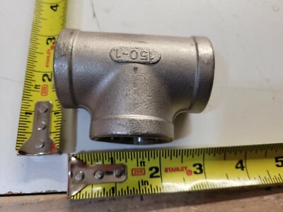 1" x 1" x 1" Tee Female Socket Weld 2TY62 Class 150 316 Stainless Steel Fitting - Image 1 of 2