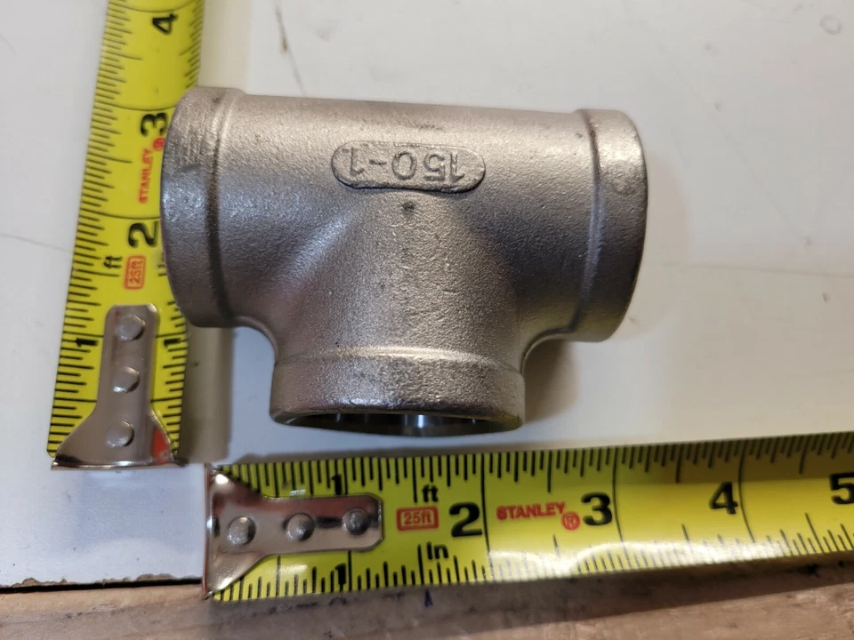 1" x 1" x 1" Tee Female Socket Weld 2TY62 Class 150 316 Stainless Steel Fitting - Image 1 of 2