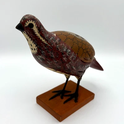 Estatuilla de pájaro codorniz de madera tallada a mano Carl Forslund arte popular vintage años 60 7" Foto 1 de 4