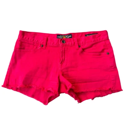 Lucky Brand Riley Pantalones Cortos Corte Rojo/Rosa Vaqueros Pantalones Cortos Talla 4/27 Foto 1 de 4